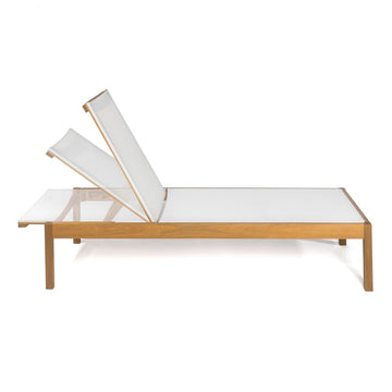 Lagunan 77.56"x26.38" Modern Minimalist Adjustable Acacia Wood Chaise Outdoor Lounge Chair - JONATHAN Y